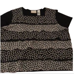 Alfred Dunner Square Neckline Polka Dot Ruffle Tee